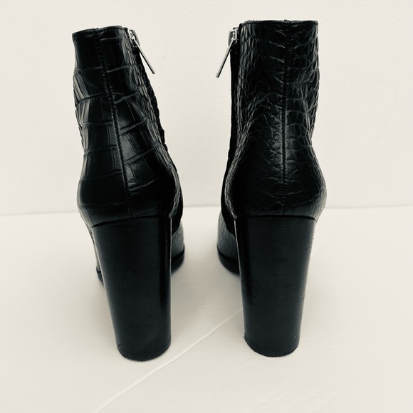 The Kooples ankle bootie WOMENS 5.5 black leather croc embossed georgette boot - Picture 12 of 14